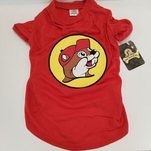 Buc-cee's Pet Essentials‎ Dog T-Shirt Large Red Beaver Logo Puppy Gas Station